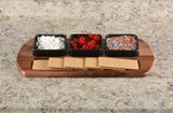 Charcuterie/ Serving Tray w/ 3 black square ceramic bowls-Serving Tray-Parc Decor