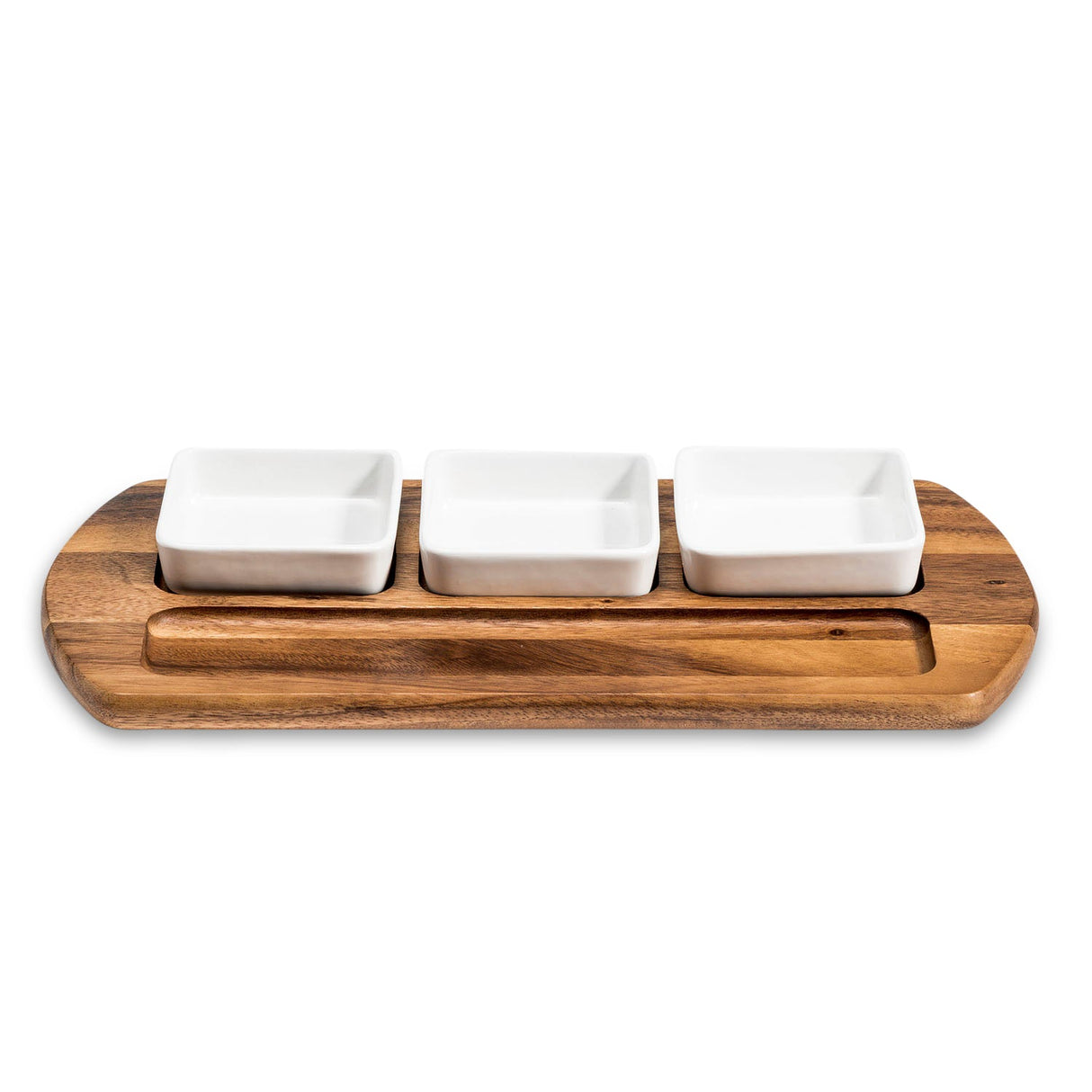 Charcuterie / Serving Tray w/ 3 Square Ceramic Bowls-Serving Tray-Parc Decor