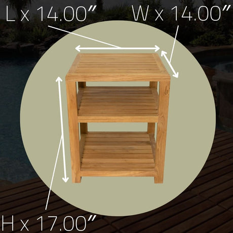 Charleston Natural Teak Spa/Bathroom - Under Sink - Storage Bench - 14"