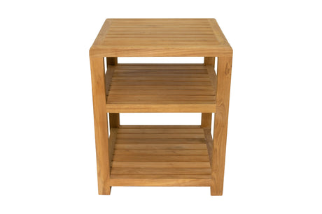 Charleston Natural Teak Spa/Bathroom - Under Sink - Storage Bench - 14"