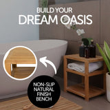 Charleston Natural Teak Spa/Bathroom Under Sink Storage Bench-Parc Decor