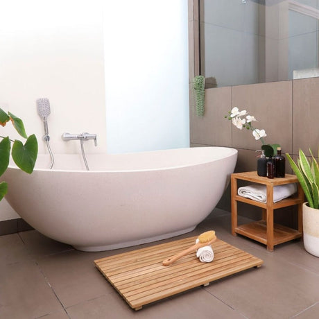 Charleston Natural Teak Spa/Bathroom Under Sink Storage Bench-Parc Decor