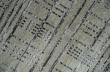 Checkered 8x10 Hand Made Black and Beige Blended Wool Area Rug