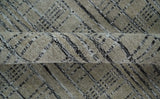 Checkered 8x10 Hand Made Black and Beige Blended Wool Area Rug