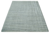 Checkered Silver, Brown and Gray 8x10 Hand Made Blended Wool Area Rug