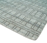 Checkered Silver, Brown and Gray 8x10 Hand Made Blended Wool Area Rug
