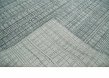 Checkered Silver, Brown and Gray 8x10 Hand Made Blended Wool Area Rug