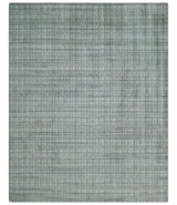 Checkered Silver, Brown and Gray 8x10 Hand Made Blended Wool Area Rug