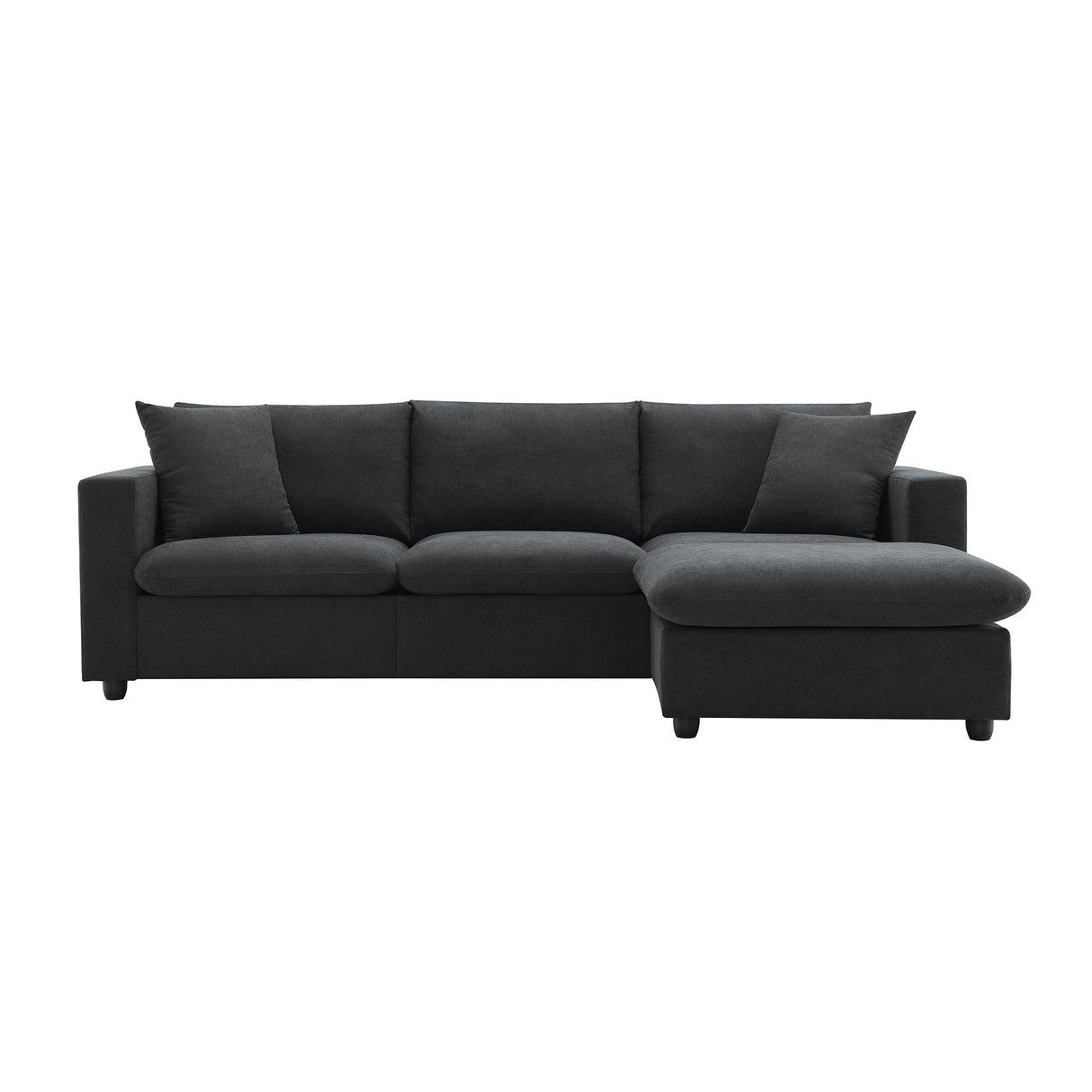 Chenille Black Modern L-shape Sectional Sofa Ottoman-sofa-Parc Decor