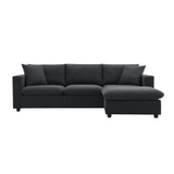 Chenille Black Modern L-shape Sectional Sofa Ottoman-sofa-Parc Decor