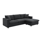 Chenille Black Modern L-shape Sectional Sofa Ottoman-sofa-Parc Decor