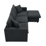 Chenille Black Modern L-shape Sectional Sofa Ottoman-sofa-Parc Decor