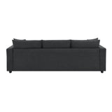 Chenille Black Modern L-shape Sectional Sofa Ottoman-sofa-Parc Decor