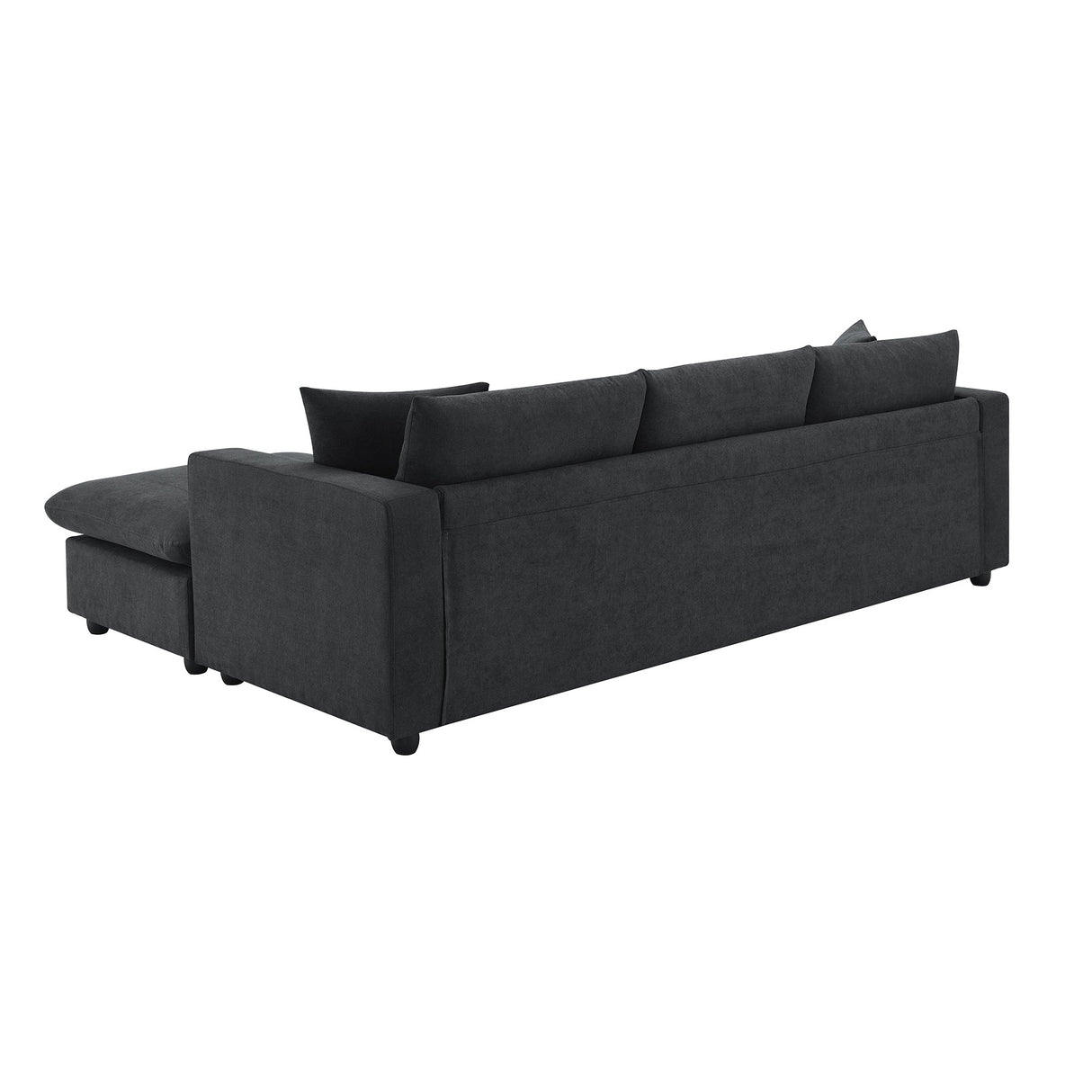 Chenille Black Modern L-shape Sectional Sofa Ottoman-sofa-Parc Decor