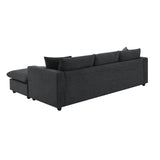 Chenille Black Modern L-shape Sectional Sofa Ottoman-sofa-Parc Decor
