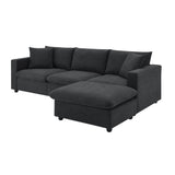 Chenille Black Modern L-shape Sectional Sofa Ottoman-sofa-Parc Decor