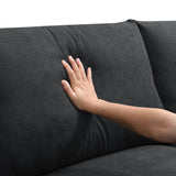 Chenille Black Modern L-shape Sectional Sofa Ottoman-sofa-Parc Decor