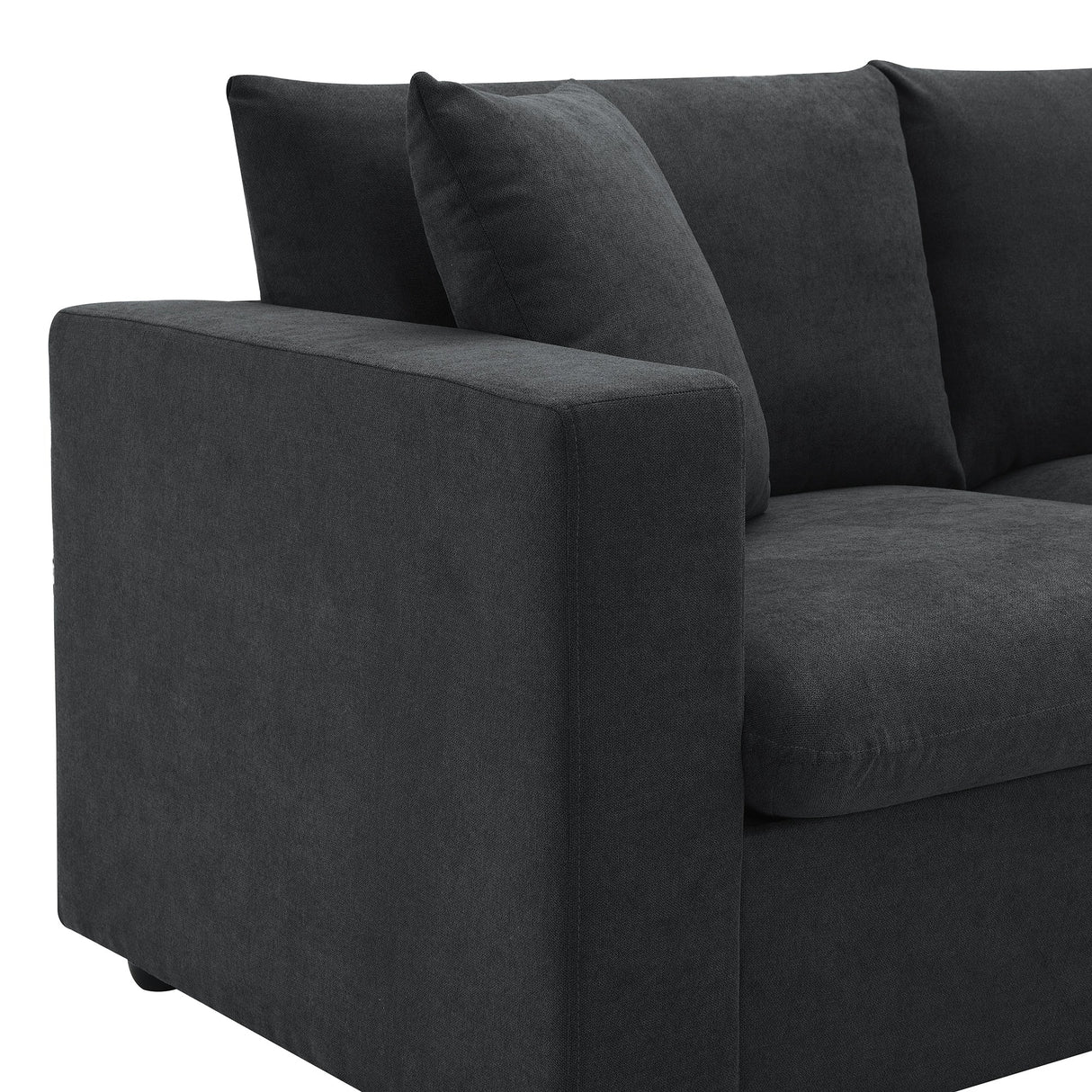 Chenille Black Modern L-shape Sectional Sofa Ottoman-sofa-Parc Decor