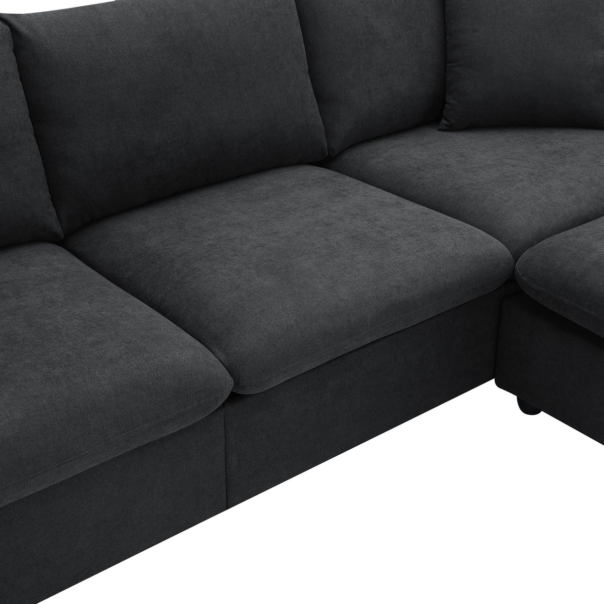 Chenille Black Modern L-shape Sectional Sofa Ottoman-sofa-Parc Decor