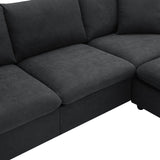 Chenille Black Modern L-shape Sectional Sofa Ottoman-sofa-Parc Decor