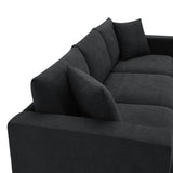 Chenille Black Modern L-shape Sectional Sofa Ottoman-sofa-Parc Decor