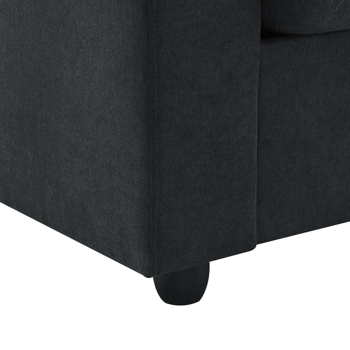 Chenille Black Modern L-shape Sectional Sofa Ottoman-sofa-Parc Decor