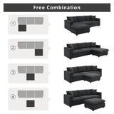 Chenille Black Modern L-shape Sectional Sofa Ottoman-sofa-Parc Decor