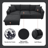 Chenille Black Modern L-shape Sectional Sofa Ottoman-sofa-Parc Decor