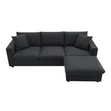 Chenille Black Modern L-shape Sectional Sofa Ottoman-sofa-Parc Decor