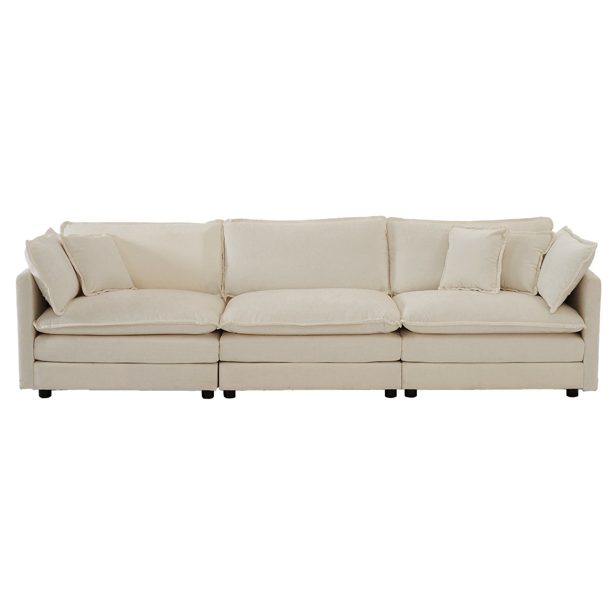 Chenille Modular Cloud U-Shaped Sectional Sofa with Two Ottomans-sofa-Parc Decor