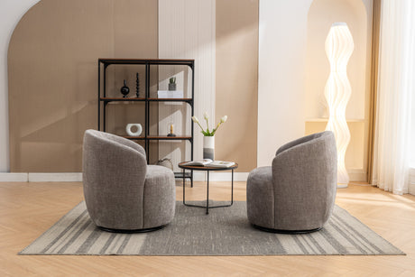 Chenille Swivel Accent Barrel Chair-Living Room-Parc Decor