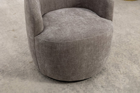 Chenille Swivel Accent Barrel Chair-Living Room-Parc Decor