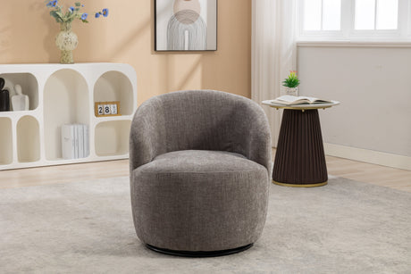 Chenille Swivel Accent Barrel Chair-Living Room-Parc Decor