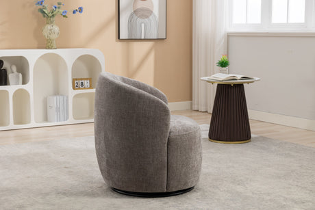 Chenille Swivel Accent Barrel Chair-Living Room-Parc Decor