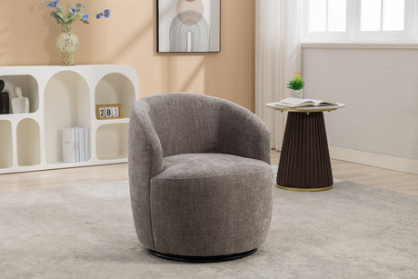 Chenille Swivel Accent Barrel Chair-Living Room-Parc Decor
