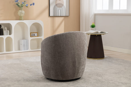 Chenille Swivel Accent Barrel Chair-Living Room-Parc Decor