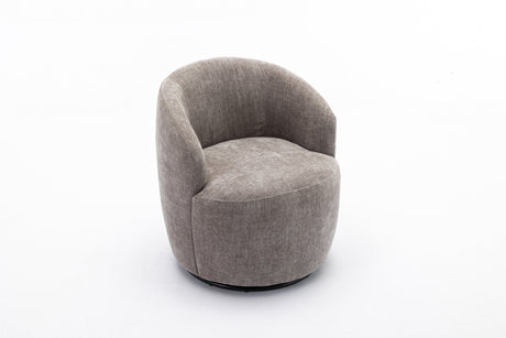 Chenille Swivel Accent Barrel Chair-Living Room-Parc Decor