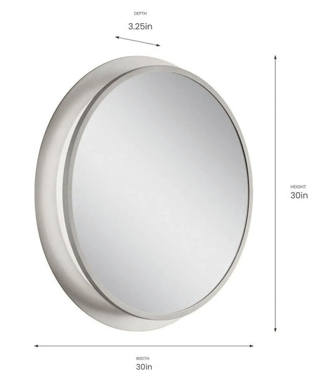 Chennai 30"W Premium Backlit LED Bathroom Vanity Wall Mirror, Satin Nickel Finish by Kichler