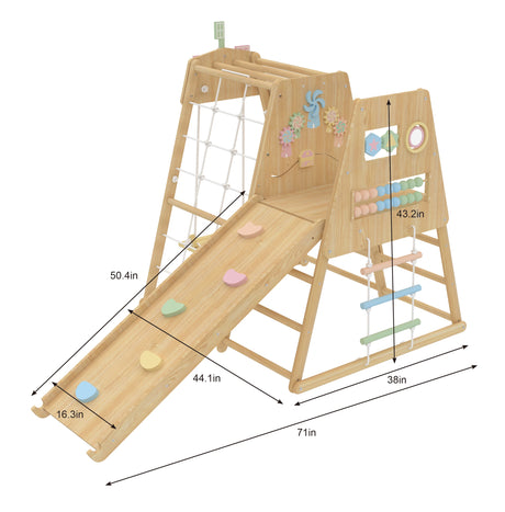 Cherry | 5-in-1 Wooden Indoor Climbing Gym with Slide for Toddlers