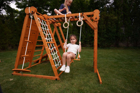 Chestnut 8-in-1 Jungle Gym for Toddlers – Indoor & Outdoor Wooden Playset-Outdoor-Parc Decor