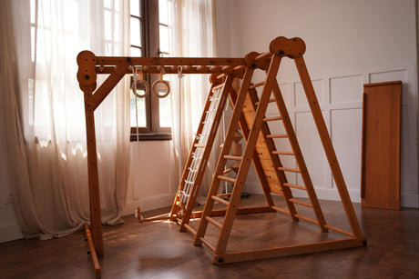 Chestnut 8-in-1 Jungle Gym for Toddlers – Indoor & Outdoor Wooden Playset-Outdoor-Parc Decor