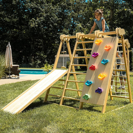Chestnut 8-in-1 Jungle Gym for Toddlers – Indoor & Outdoor Wooden Playset-Outdoor-Parc Decor