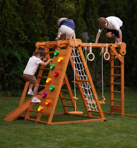 Chestnut 8-in-1 Jungle Gym for Toddlers | Indoor & Outdoor Wooden Playset-Outdoor-Parc Decor