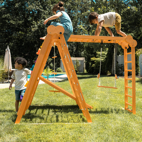 Chestnut 8-in-1 Jungle Gym for Toddlers – Indoor & Outdoor Wooden Playset-Outdoor-Parc Decor