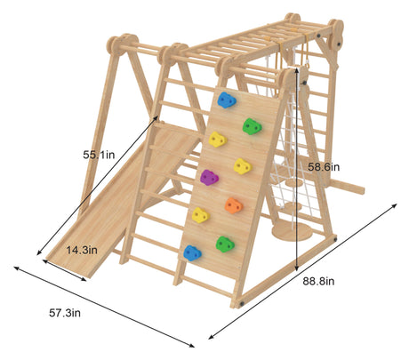 Chestnut 8-in-1 Jungle Gym for Toddlers – Indoor & Outdoor Wooden Playset-Outdoor-Parc Decor