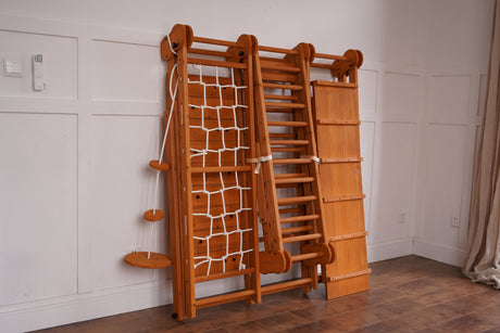 Chestnut 8-in-1 Jungle Gym for Toddlers – Indoor & Outdoor Wooden Playset-Outdoor-Parc Decor