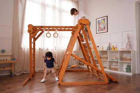 Chestnut 8-in-1 Jungle Gym for Toddlers – Indoor & Outdoor Wooden Playset-Outdoor-Parc Decor