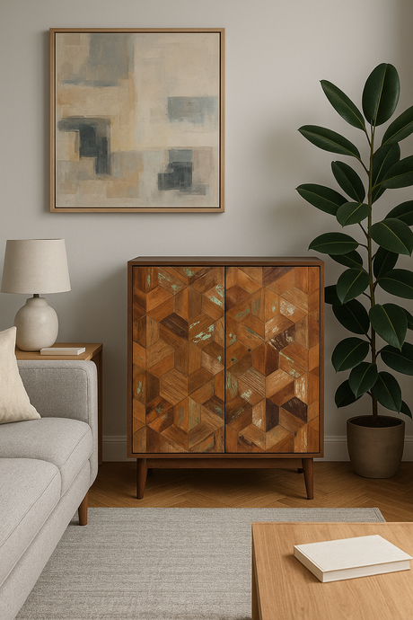 Chevron 2-Door Wooden Cabinet-Sideboard-Parc Decor