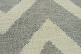 Chevron Pattern Gray and Beige Dhurrie Rug