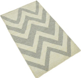 Chevron Pattern Gray and Beige Dhurrie Rug